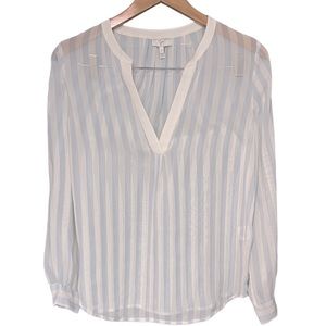 Joie sheer 100% silk stripe blouse.